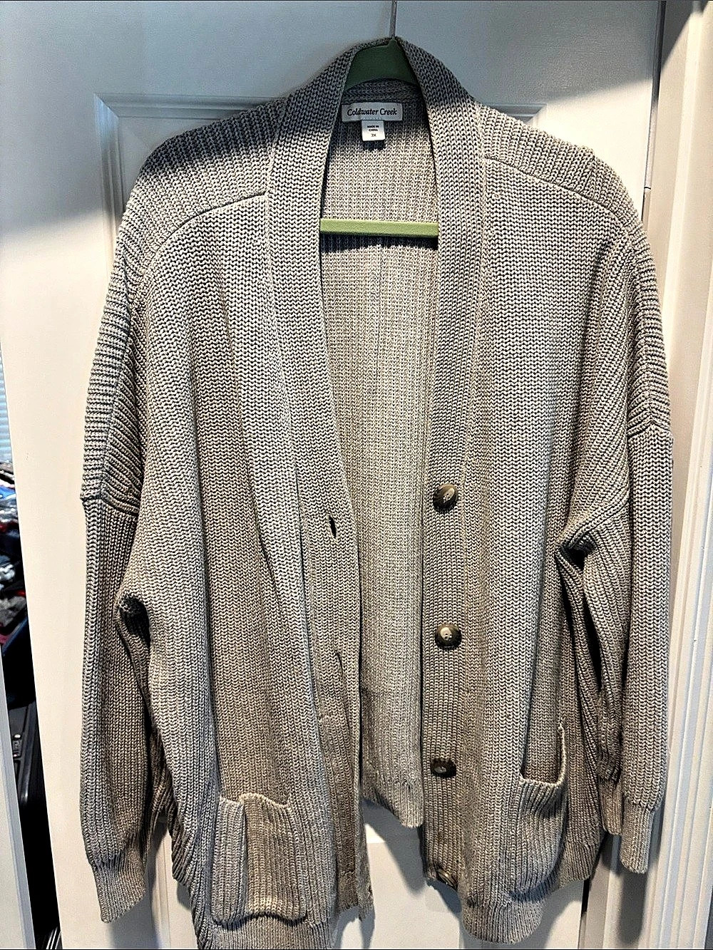 Coldwater Creek Knit Button Front Cardigan in Gray XXL Like New